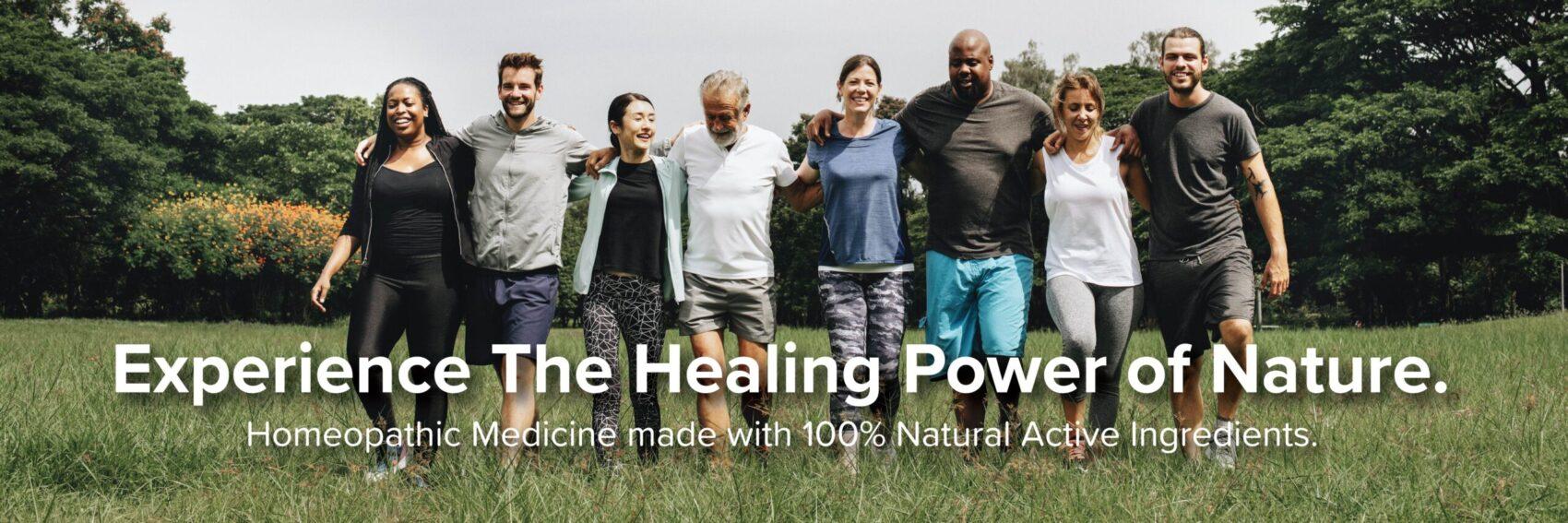 Happy people in a field the relief products